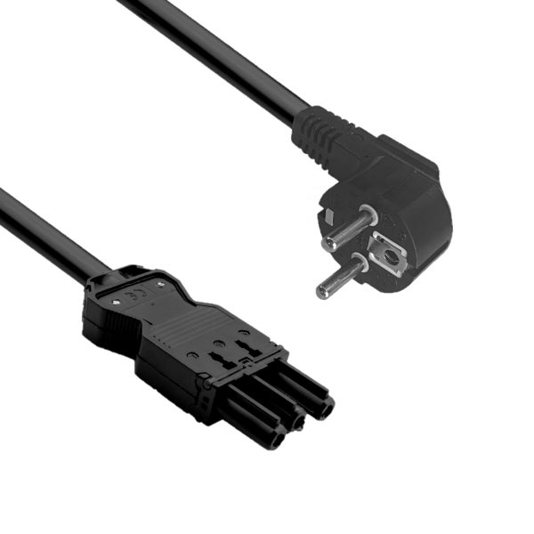 helos Anschlusskabel GST18 komp. CEE 7/7 90°-Stecker auf Buchse schwarz 5,0m