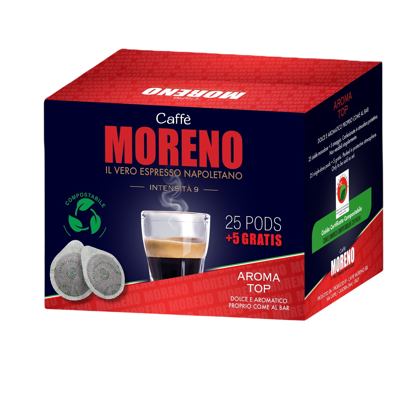 420403 Caffè MORENO AROMA TOP 44mm ESE System Kaffee Pads 30 Stück a 7 g - Slika 1