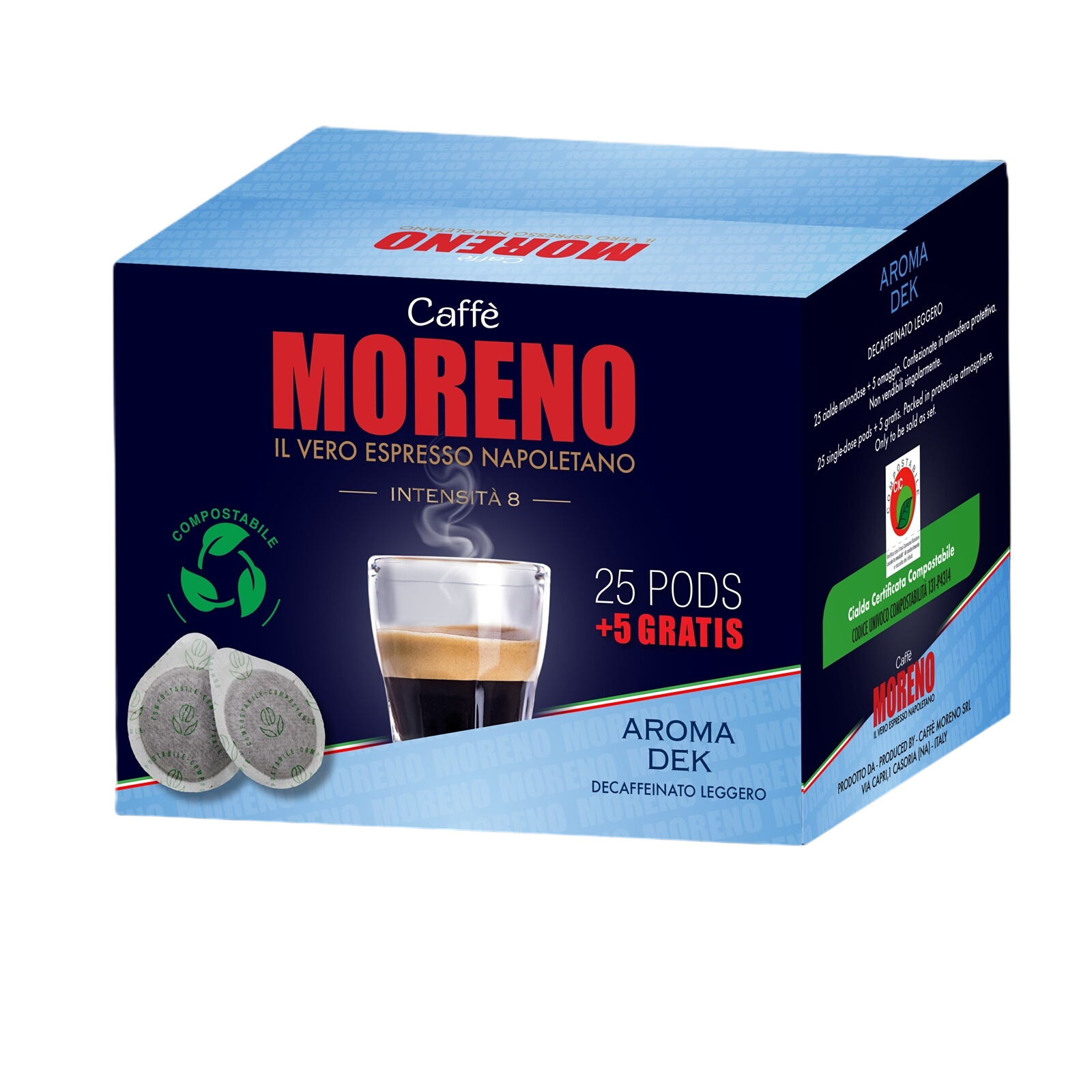 420406 Caffè MORENO AROMA DEK 44mm ESE System Kaffee Pads 30 Stück a 7 g - Slika 1