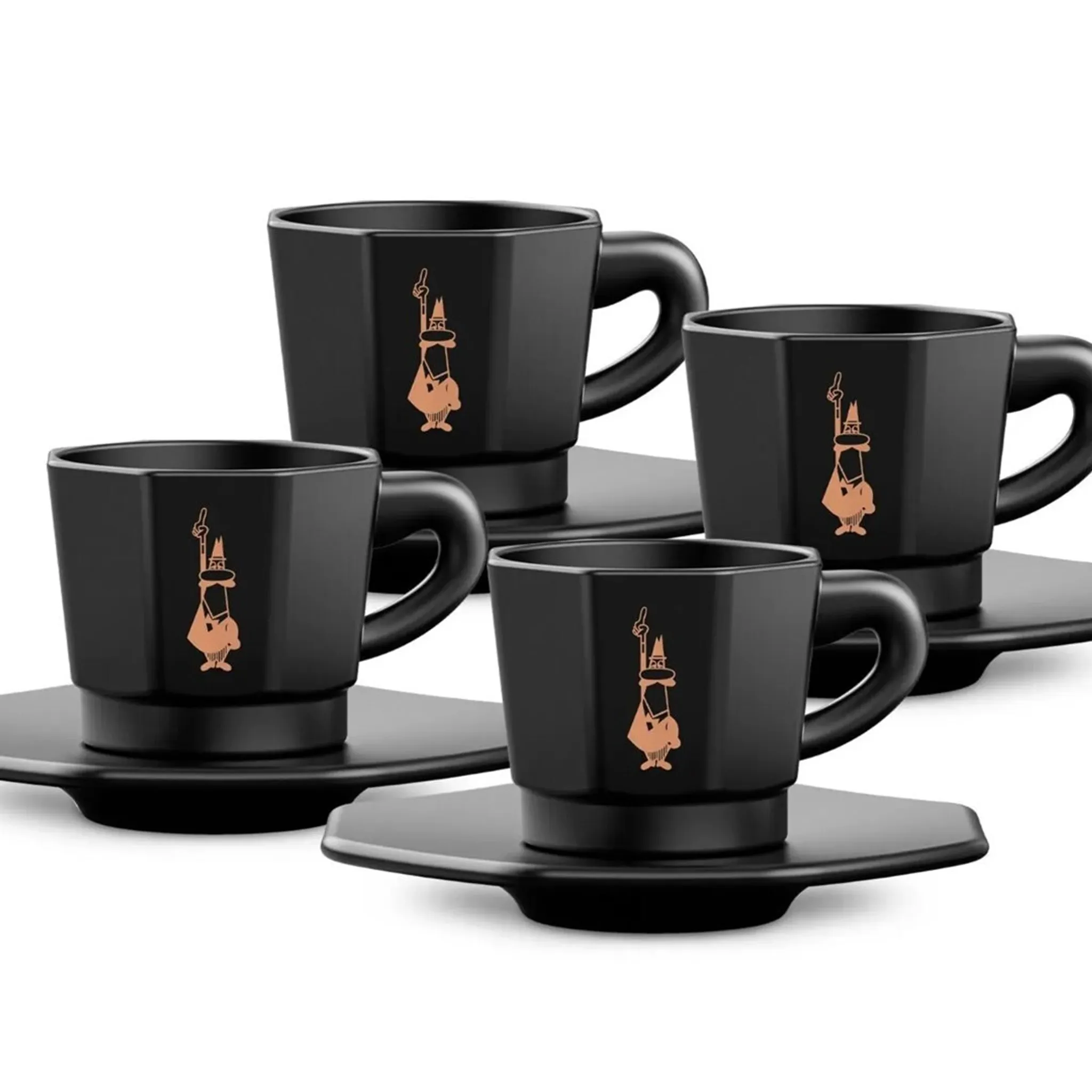2fcd9a9873320dd469986d89bade8af9 Bialetti osmerokutne šalice za espresso, set od 4 s tanjurićima, crne - Slika 1