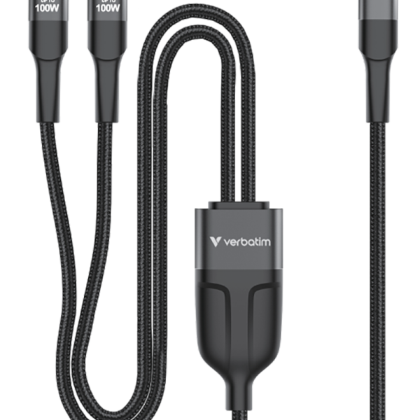 Verbatim Sync & Charge DUAL kabel USB-C na dupli USB-C, M/M, 100W PD3.0, PPS, QC2.0 i QC3.0, crni, 1.5m