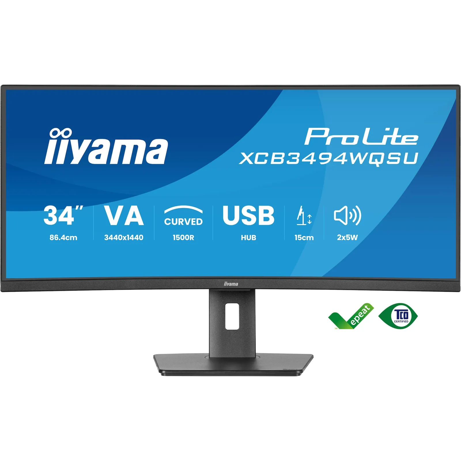 PI_580324007 iiyama ProLite XCB3494WQSU-B1 86,4cm (34") WQHD VA Curved Office Monitor 21:9 HDMI/DP/USB-C 120Hz 0,4ms - Slika 1