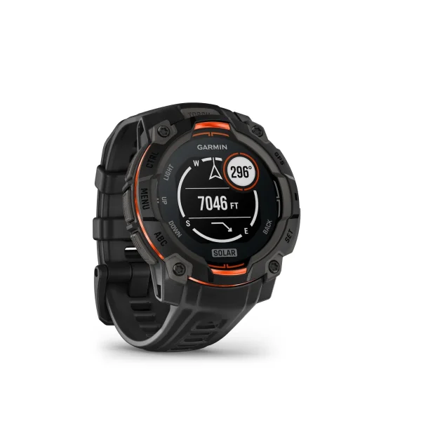 Garmin Instinct® 3 Solar 45mm Schwarz mit Silikon-Wechselarmband 22 mm Schwarz