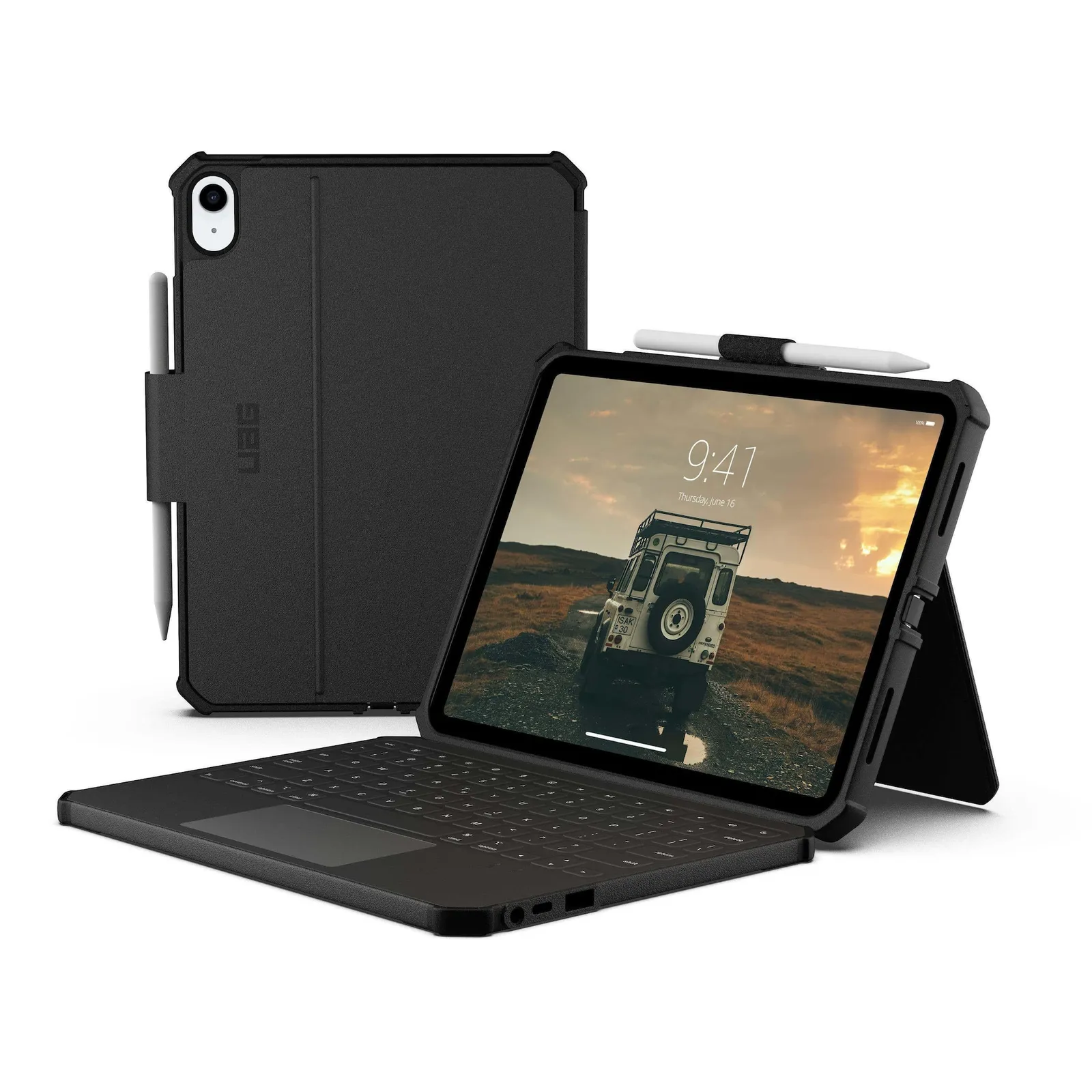 PI_768739093 UAG Urban Armor Gear Rugged USB-C Keyboard Case mit Trackpad für Apple iPad 11“ (2025) / iPad 10,9“ (2022) / iPad Air 11" (2025 & 2024) schwarz - Slika 1