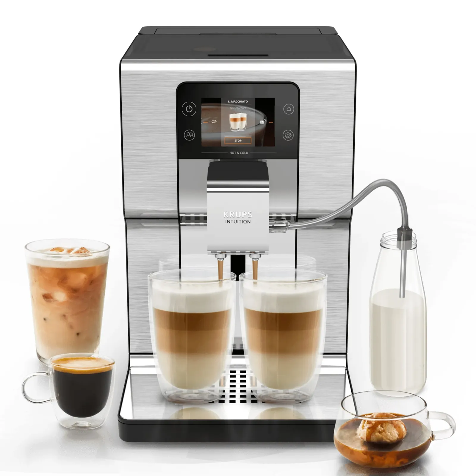 PI_776373944 Krups EA879E Intuition Experience Hot&Cold Kaffeevollautomat Silber - Slika 1