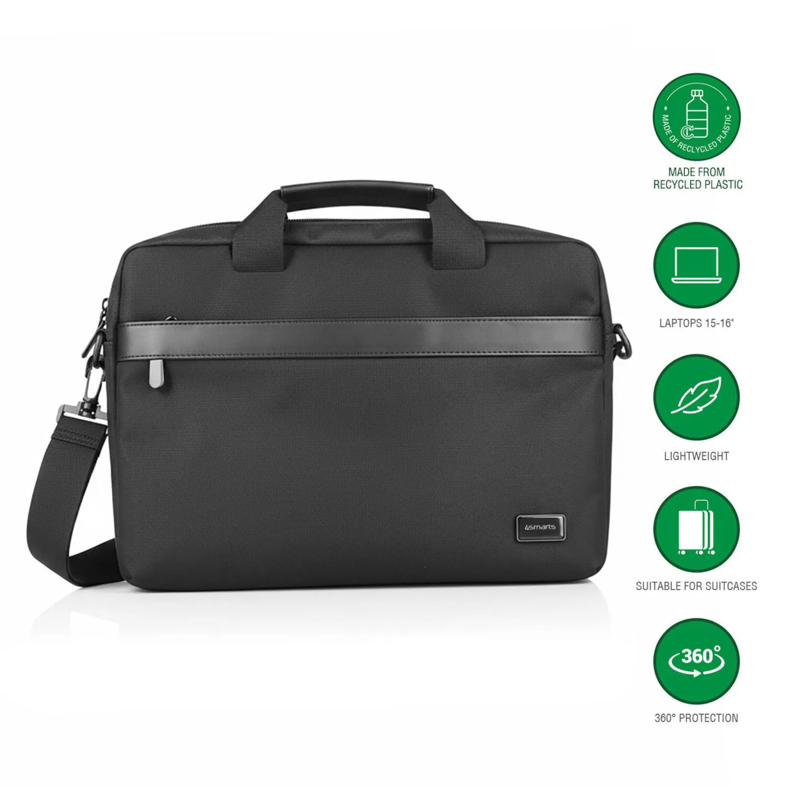 PI_778535165 4smarts Laptop-Tasche Target Eco Slim 38,1 - 40,64 cm (15–16”) schwarz - Slika 1