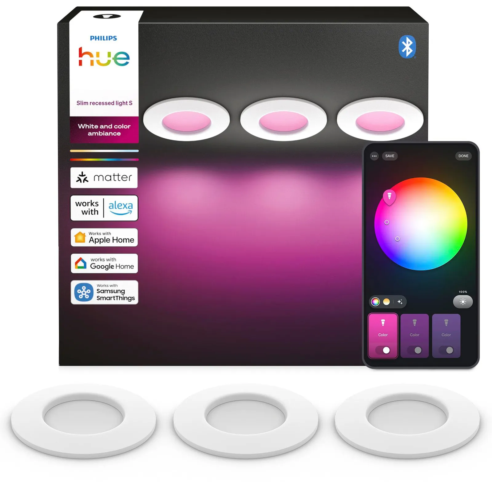 PI_779533745 Philips Hue Slim Downlight LED Einbauleuchte 3er Pack weiß - Slika 1