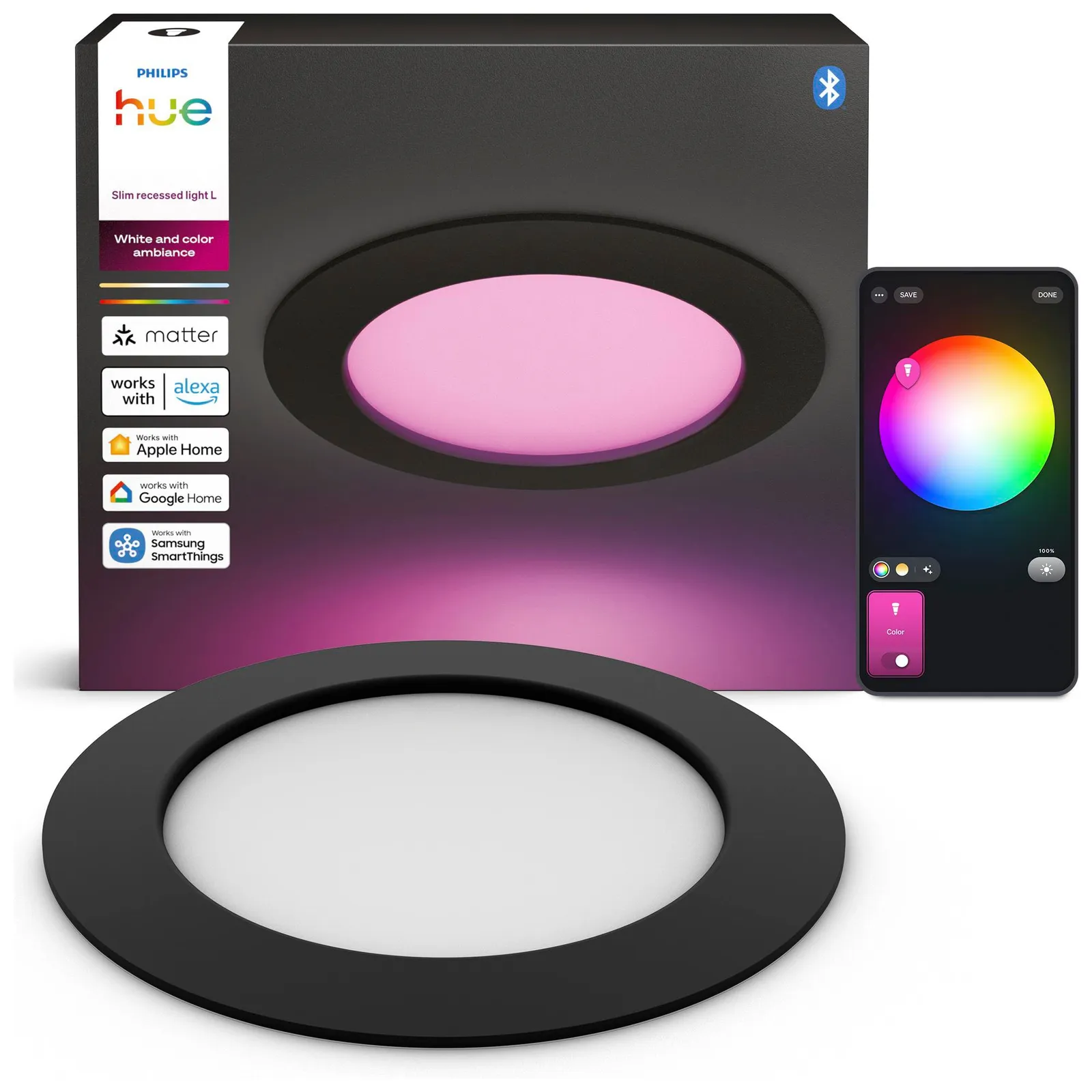 PI_779539371 Philips Hue Slim Downlight LED Einbauleuchte schwarz - Slika 1