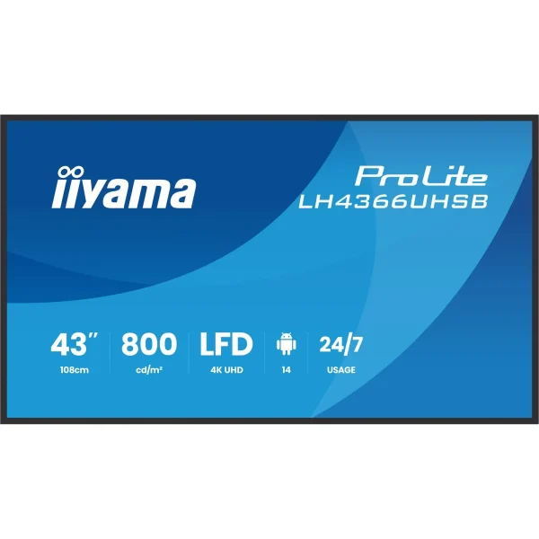 iiyama ProLite LH4366UHSB-B1AG 108cm (43") 4K UHD Monitor HDMI/DP/USB-C