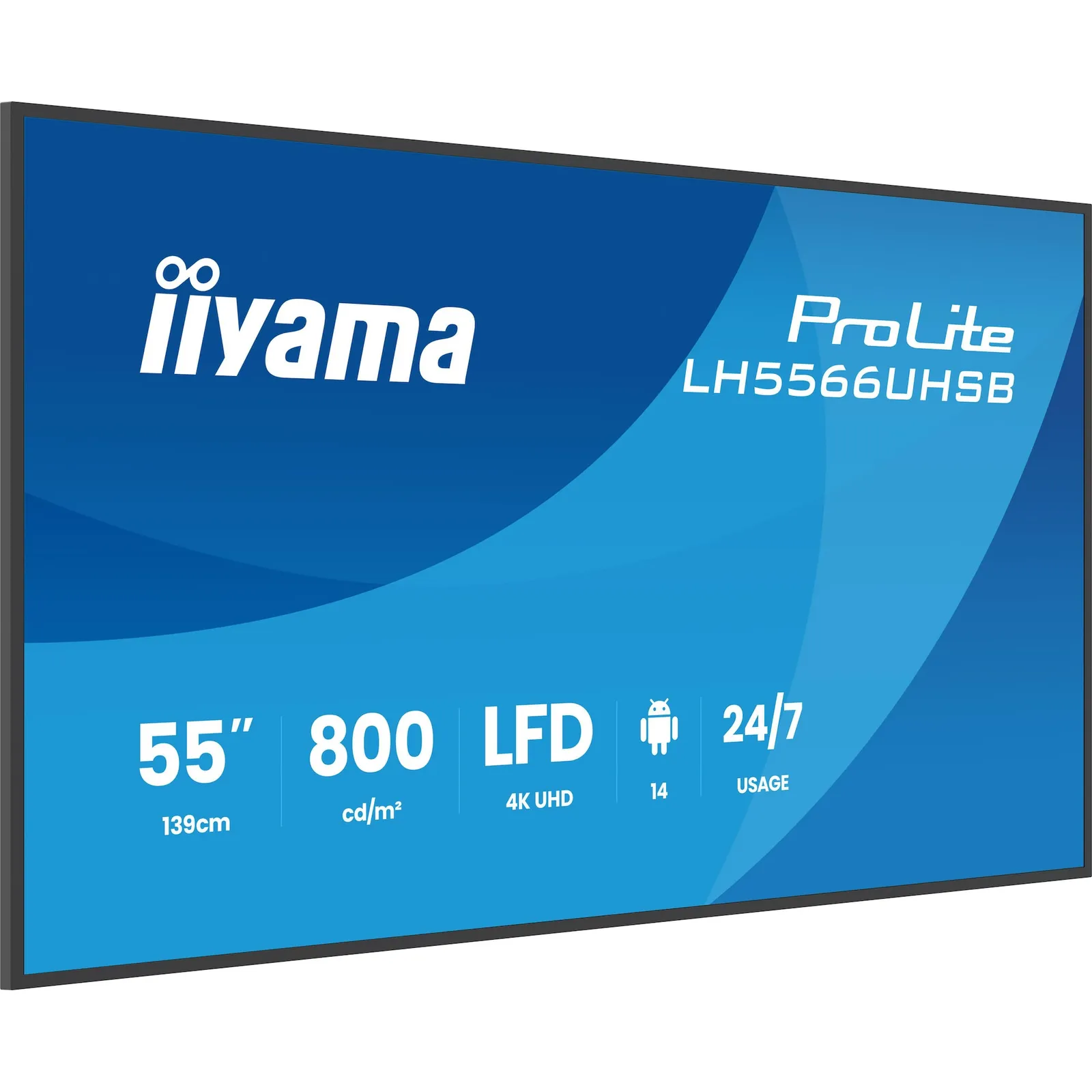 PI_784773562 iiyama ProLite LH5566UHSB-B1AG 138,7cm (55") 4K UHD Monitor HDMI/DP/USB-C - Slika 1
