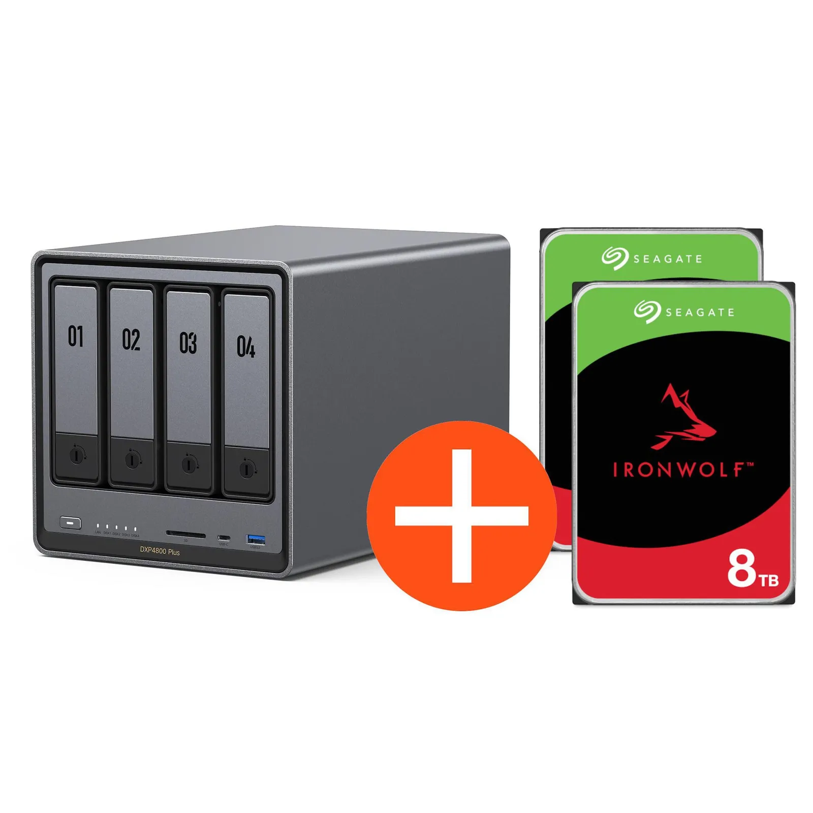 PI_785306183 UGREEN NASync DXP4800 Plus NAS System 4-Bay 16TB inkl. 2x Seagate IronWolf ST8000VN004 8 TB - Slika 1