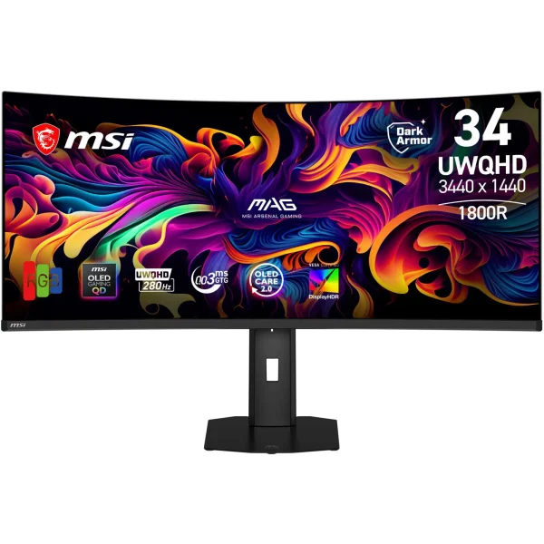MSI MAG 341CQP QD-OLED 34 Zoll UWQHD OLED Curved Gaming Monito175 Hz 21:9 DP/HDMI/USB-C