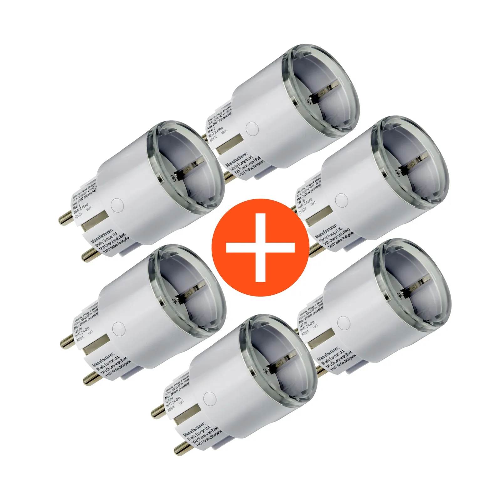 PI_785775138 Shelly Plug S Gen3 Spaarbundle 6x Smarter Zwischenstecker 12A Messfunktion WLAN Matter BT weiß - Slika 1