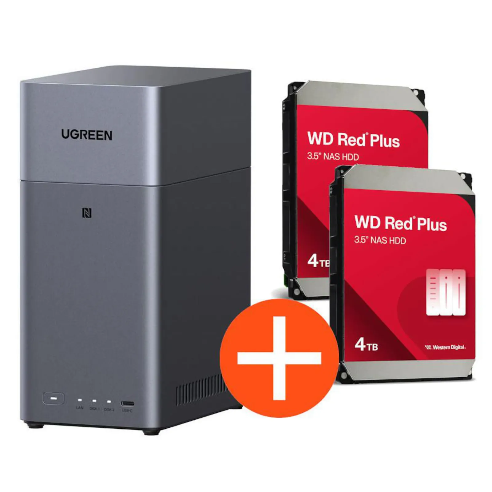 PI_769079520 UGREEN NASync DH2300 NAS System 2-Bay 8TB inkl. 2x WD WD40EFZZ NAS HDD - 4 TB - Slika 1