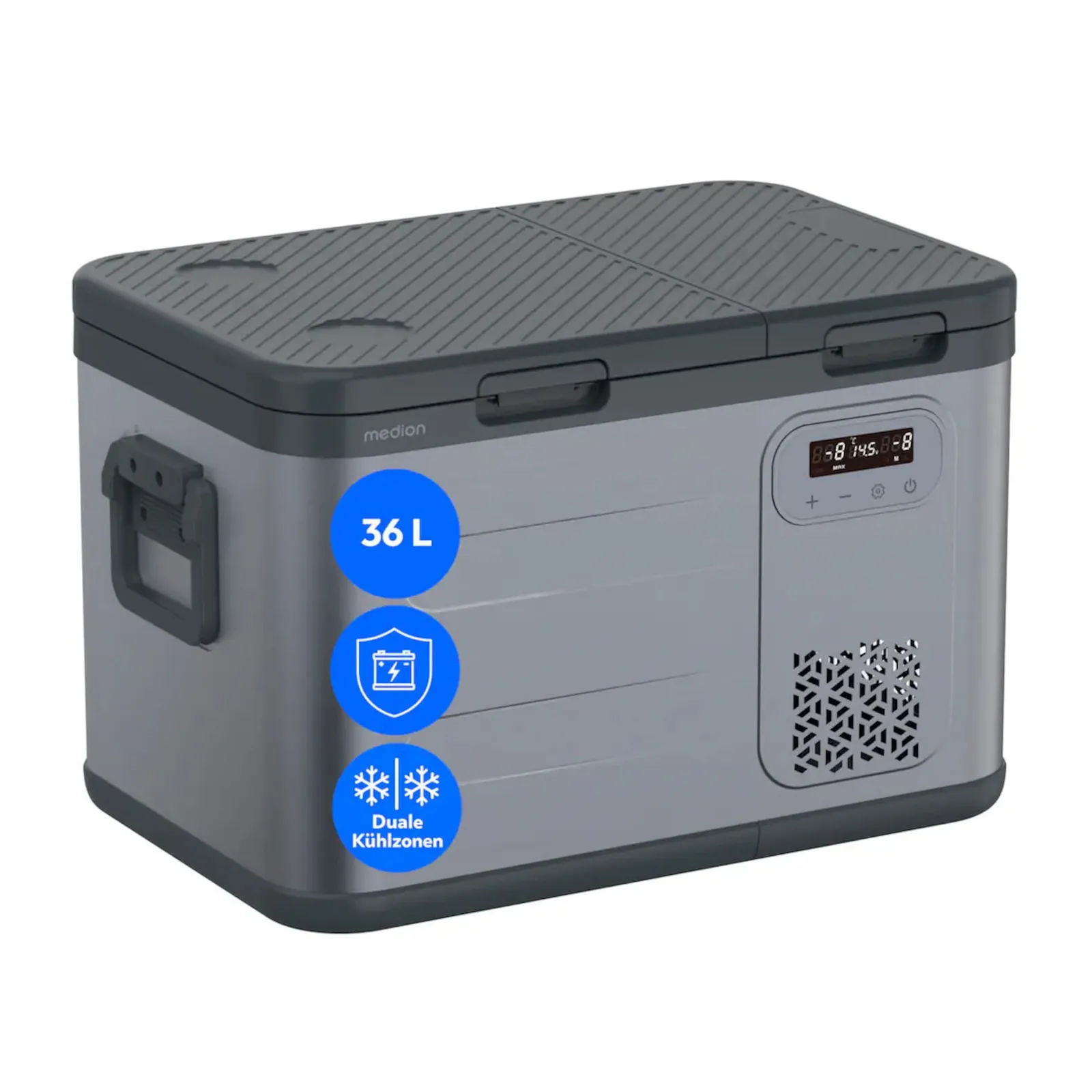 PI_783155590 Medion MD370026 CC35D Kompressor Doppelzonen-Kühlbox 36l (29L+7l) Kapazität grau - Slika 1