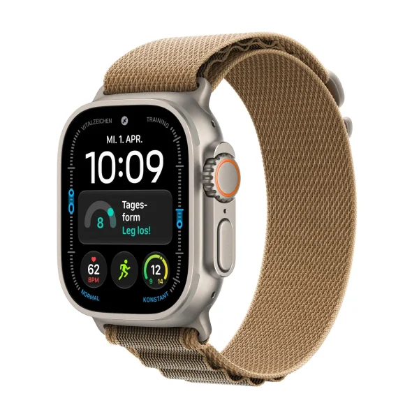 Apple Watch Ultra 4 GPS + Cellular 49mm Natural Titanium Gehäuse mit Desert Alpine Loop - L