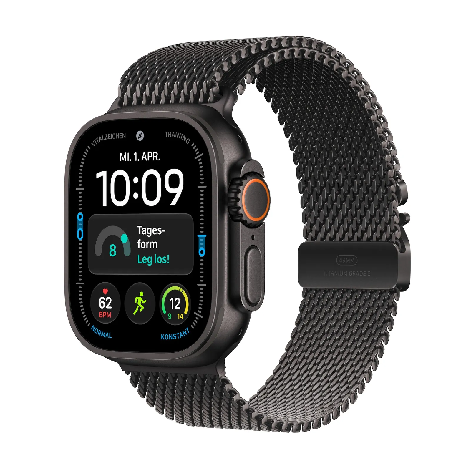 PI_788953745 Apple Watch Ultra 4 GPS + Cellular 49mm Black Titanium Gehäuse mit Black Titanium Milanese Loop - L - Slika 1